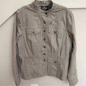 Harley-Davidson Womens Canvas Studded Jacket Size L